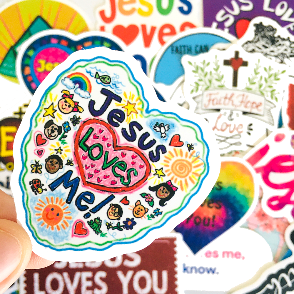 50 PCS Jesus and Cross Waterproof Stickers Christian Stickers  Religious Bible Faith Stickers.