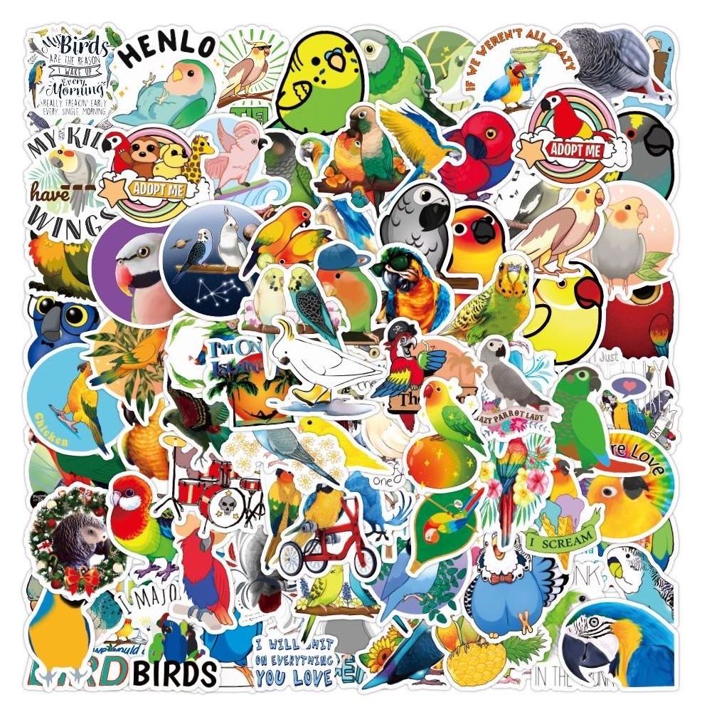 100Pcs Bird Stickers Waterproof Vinyl For Kids Laptop Decals Girls Water Bottles Wall Skateboard