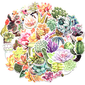 70  pcs Lovely Watercolor Flowers Cactus and Succulent Plants Cartoon Graffiti Big Size Stickers for Cars Motorcycle