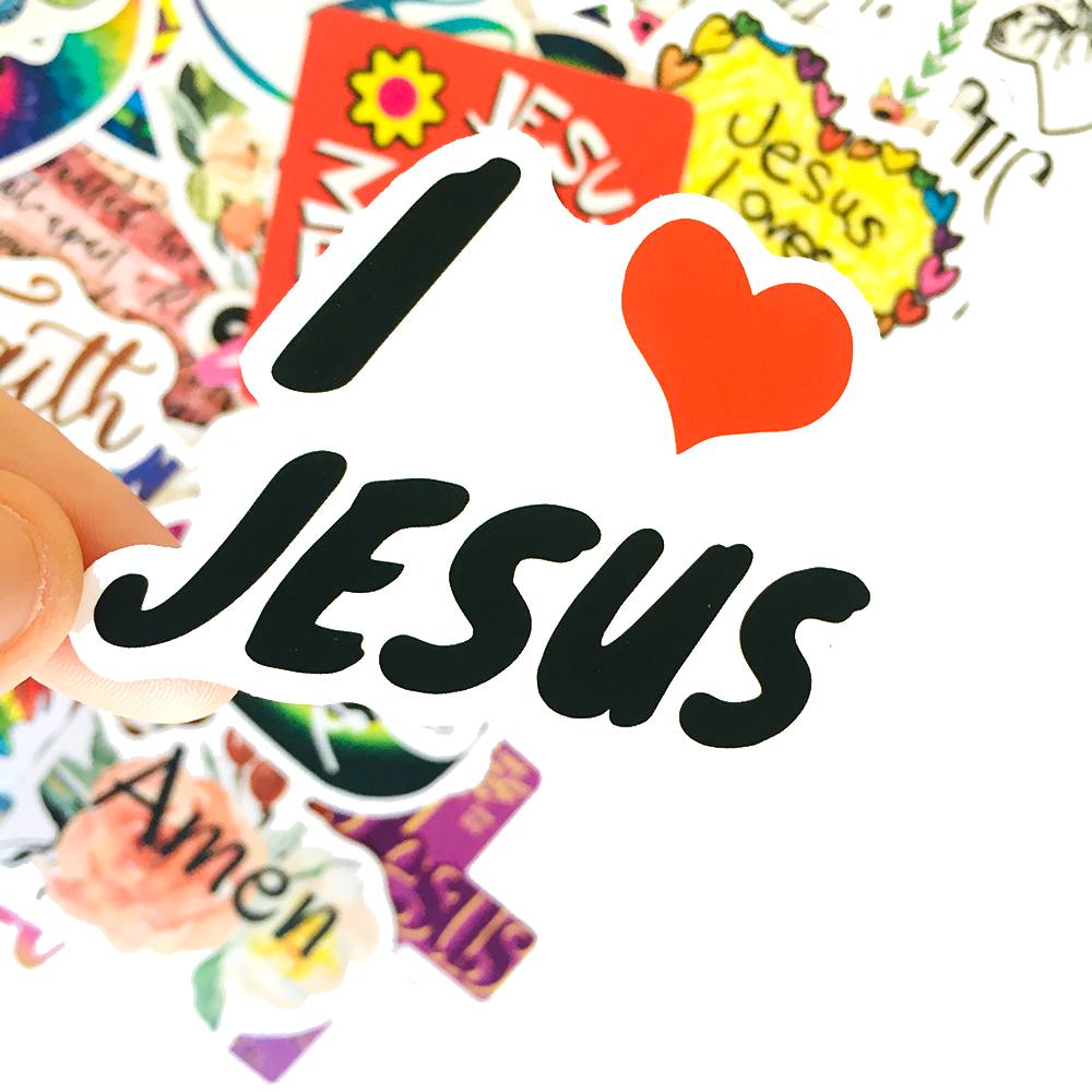 50 PCS Jesus and Cross Waterproof Stickers Christian Stickers  Religious Bible Faith Stickers.