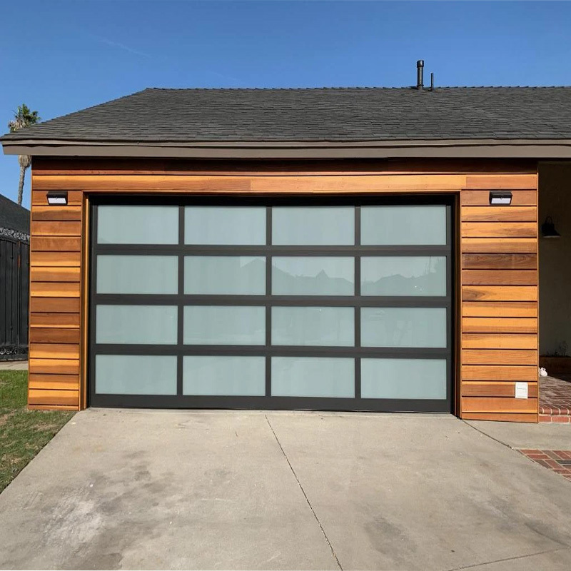 Top Level Modern Glass Vertical Bifold Garage Doors