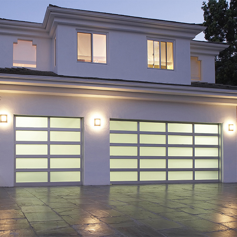 Top Level Modern Glass Vertical Bifold Garage Doors