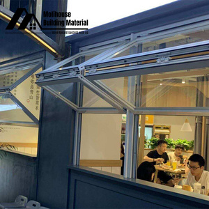 Commercial Modern Aluminium Hurricane Proof Vertical Bifold Up Windows Tempered Glass Folding Window For House Office