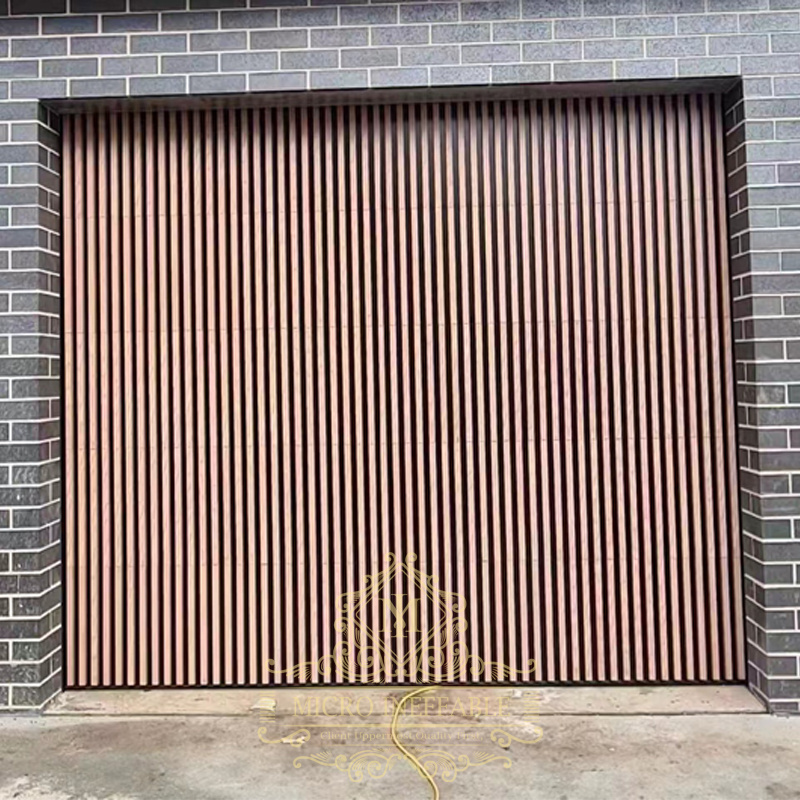 China High Quality Supplier Sectional Garage Door Modern Electric Horizontal Wood Grid Aluminum Garage Door With High Standard