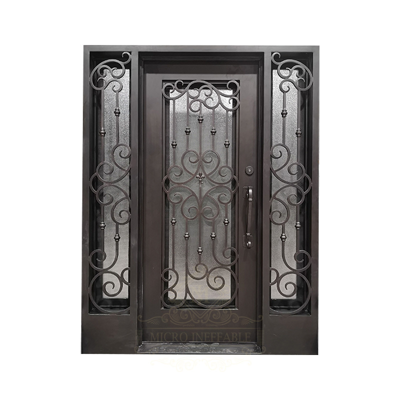 Wholesale Security Exterior Iron Entry Door Professional Rustic Wrought Used Commercial Steel Doors with Glass