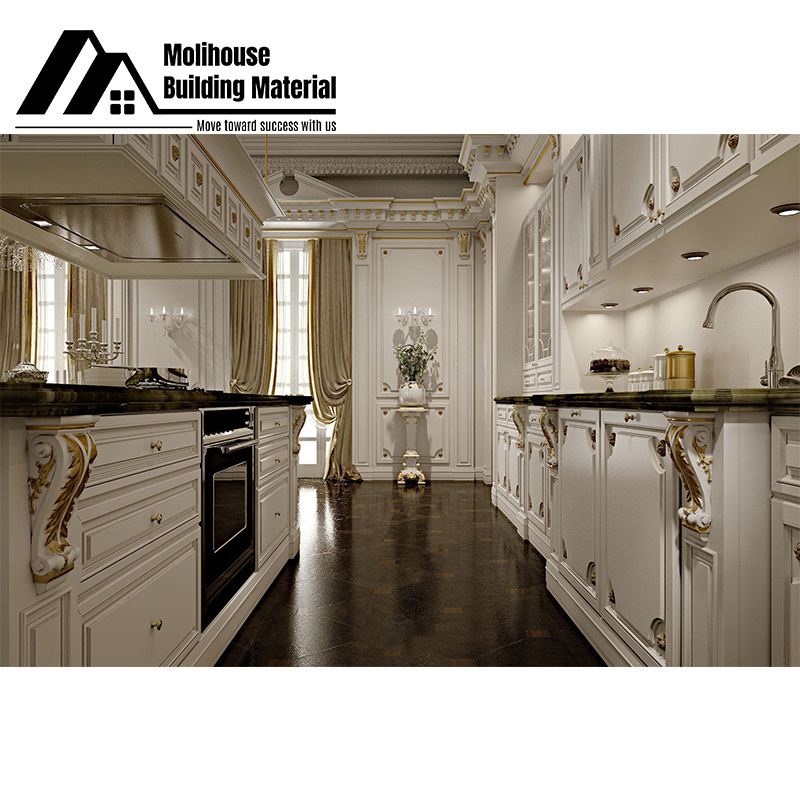 Modern Kitchen Furniture Cabinets Raised Door Design Ready To Assembled Complete Set Solid Wood Luxury Modular Kitchen Cabinets