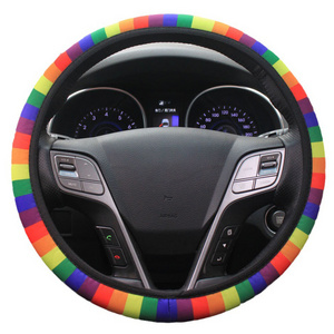 LGBTQ Rainbow GAY pride Steering Wheel Cover for Auto Wheel Cover Stretch Neoprene Wheel Protector Non Slip Print Cute