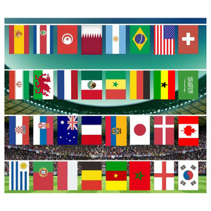 Cheap 14*21cm 2022  Football Soccer Fans 32 Team National Flag Country World Bunting String Flag for Hanging Decoration