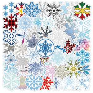 50pcs Merry Christmas Santa Snowflake Stickers for Laptop Snowboard Window Gift Tags