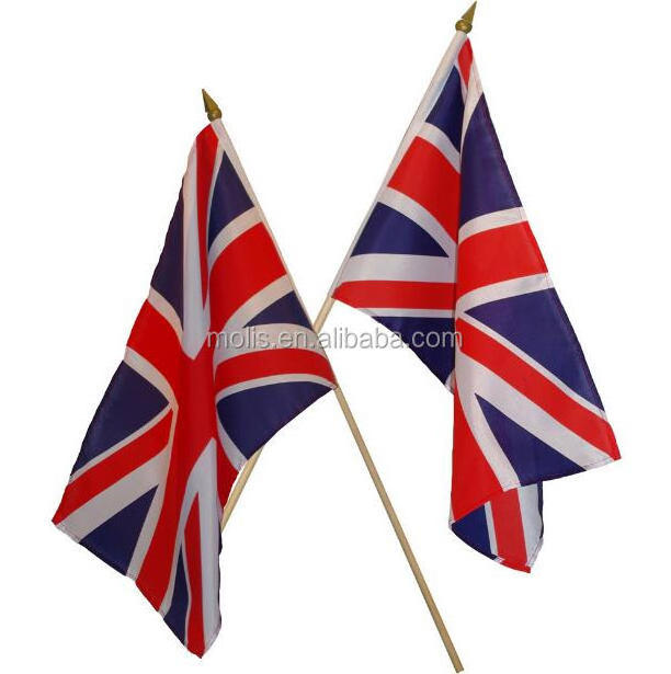 FOOTBALL FANS CUSTOM UNION JACK HAND FLAGS WITH STICK