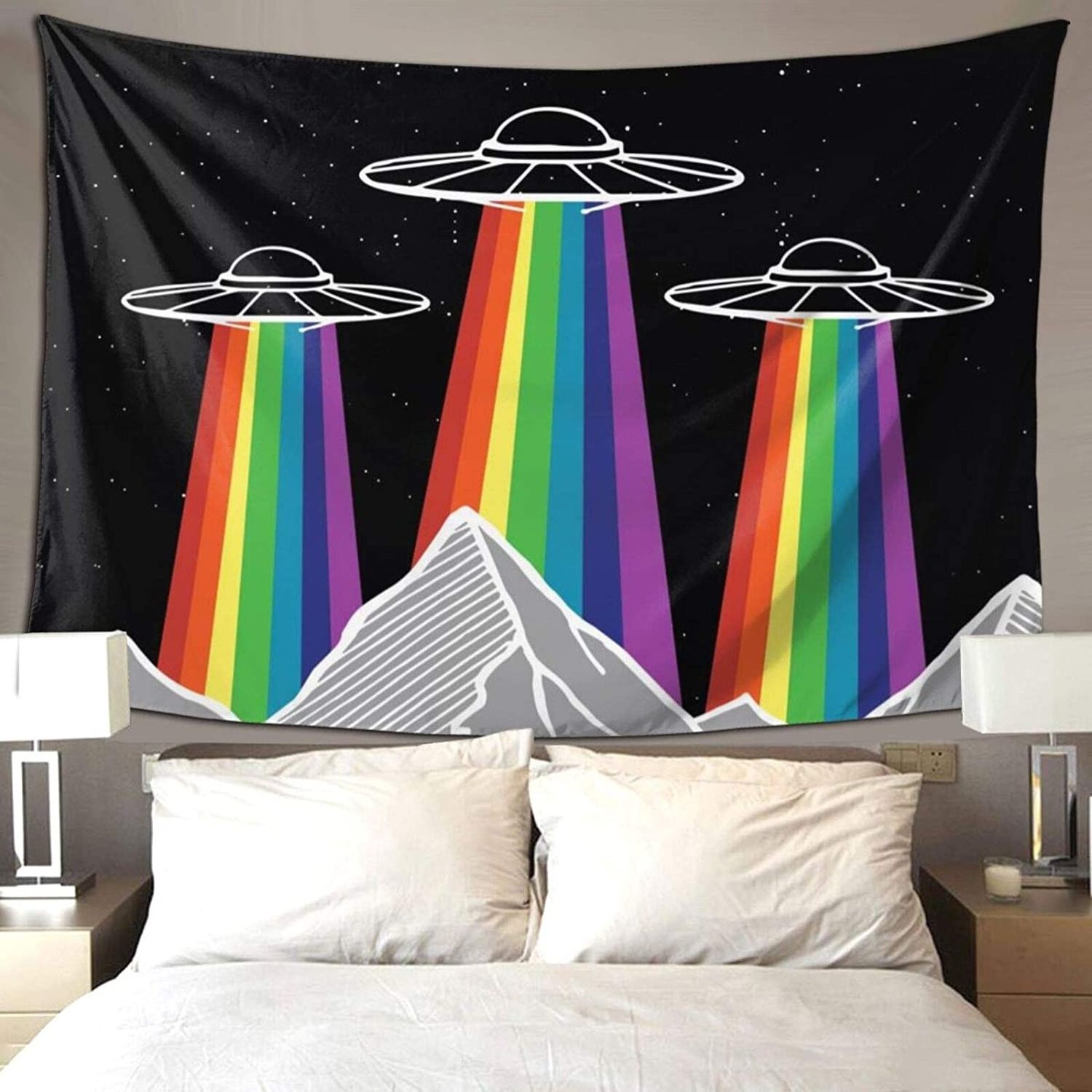 Wall Hanging Tapestries Gay Rainbow Ufo Wall Blanket Wall Hanging Home Decor for Bedroom Living Room Dorm Restaurant