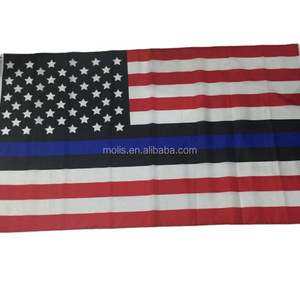 Stock 100%polyester red stripe thin blue line USA flag