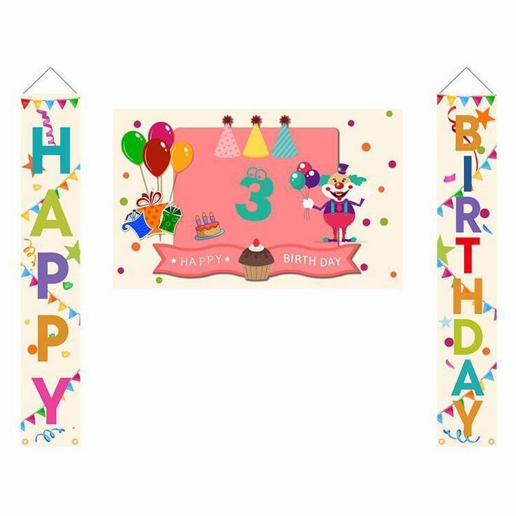 Colorful Rainbow Birthday Banner Backdrop Large Happy Birthday Yard Sign It's My Birthday Party