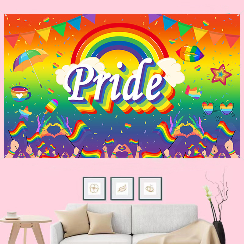 Hot Selling Gay Pride Love Tapestry Rainbow Flag LGBT Pride Wall Decor for Room Bedroom