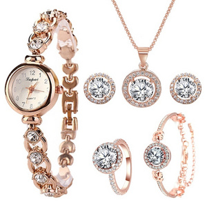 Women Watch Jewelry Luxury Gift Accessories Box Set Fashion Ladies Watch Gift Set