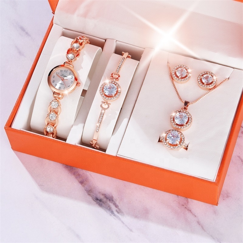 Women Watch Jewelry Luxury Gift Accessories Box Set Fashion Ladies Watch Gift Set