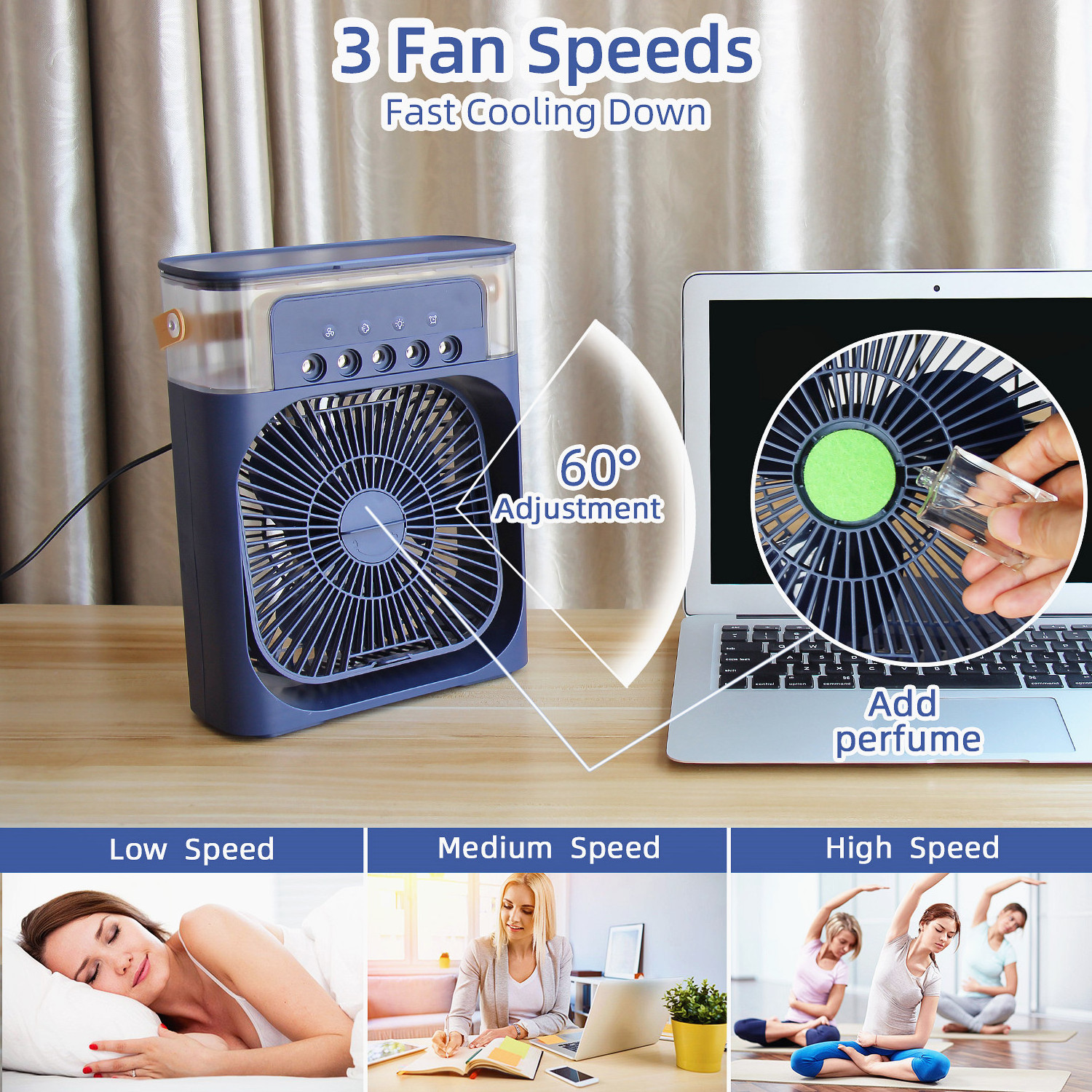 16/18 inch ac dc portable solar rechargeable ventilador humidifier air water cooler mist fan