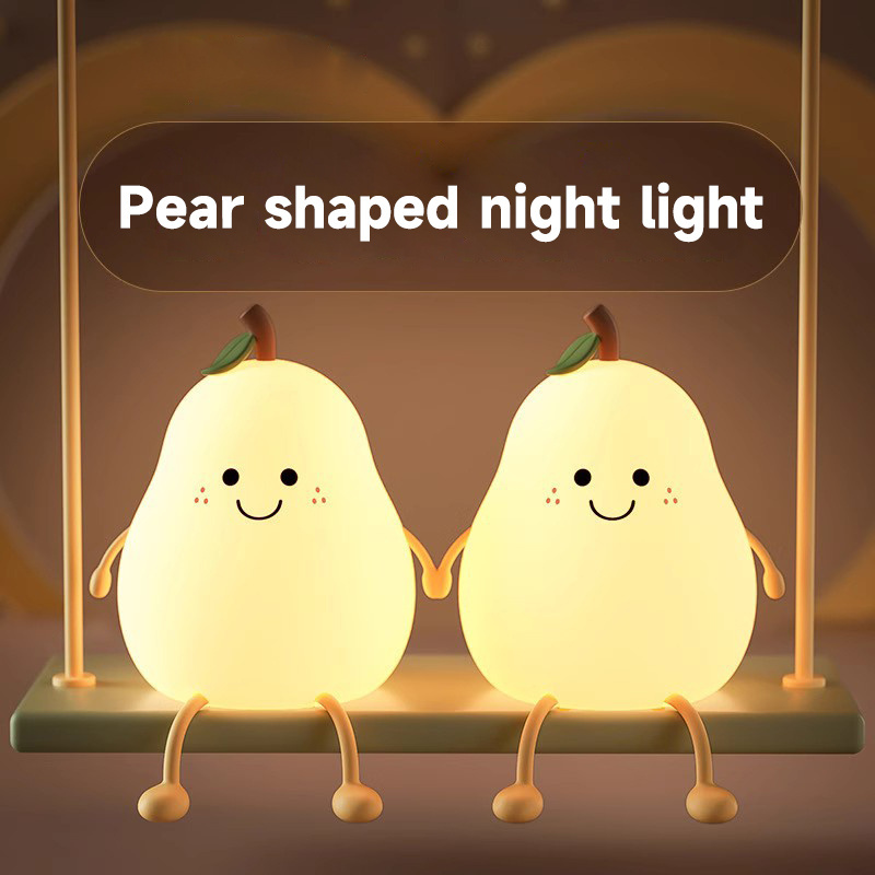 custom led novelty usb led night lights battery powered baby pear silicone nightlight