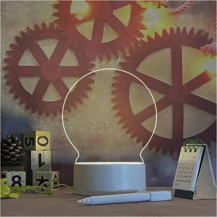 custom usb led night light blanc acrylic message note board 3d