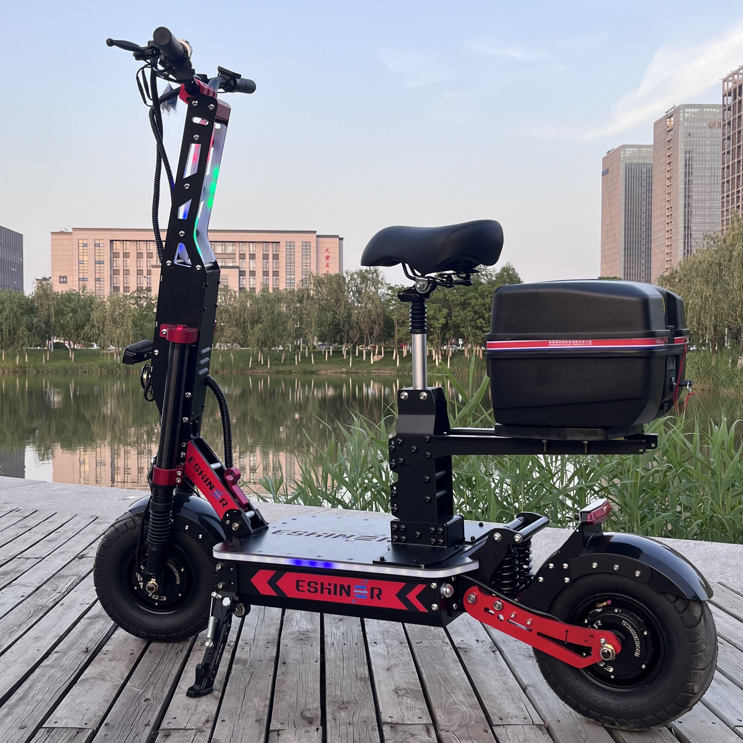 2024 Eshiner R8 Folding E Scooter 72V 8000W 10000W 15000W Fat Tire 13/14 Inch Electric Scooters Dual Motors With Seat For Adults