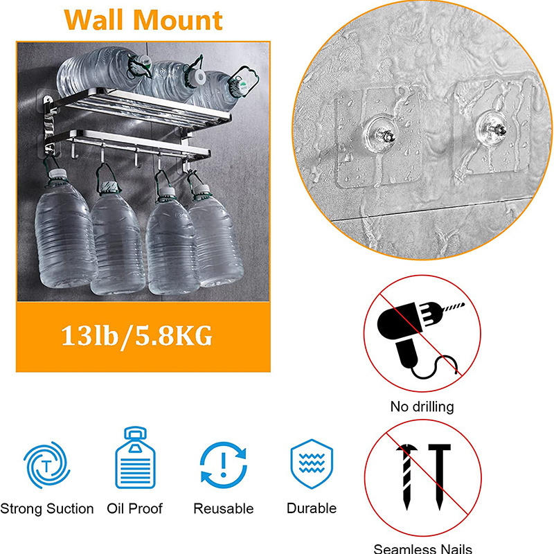 Wall Hooks for Hanging Screw Free Sticker for Mount Wall Shelf  2 in 1 Reusable Adhesive Hooks Heavy Duty Waterproof Rustproof