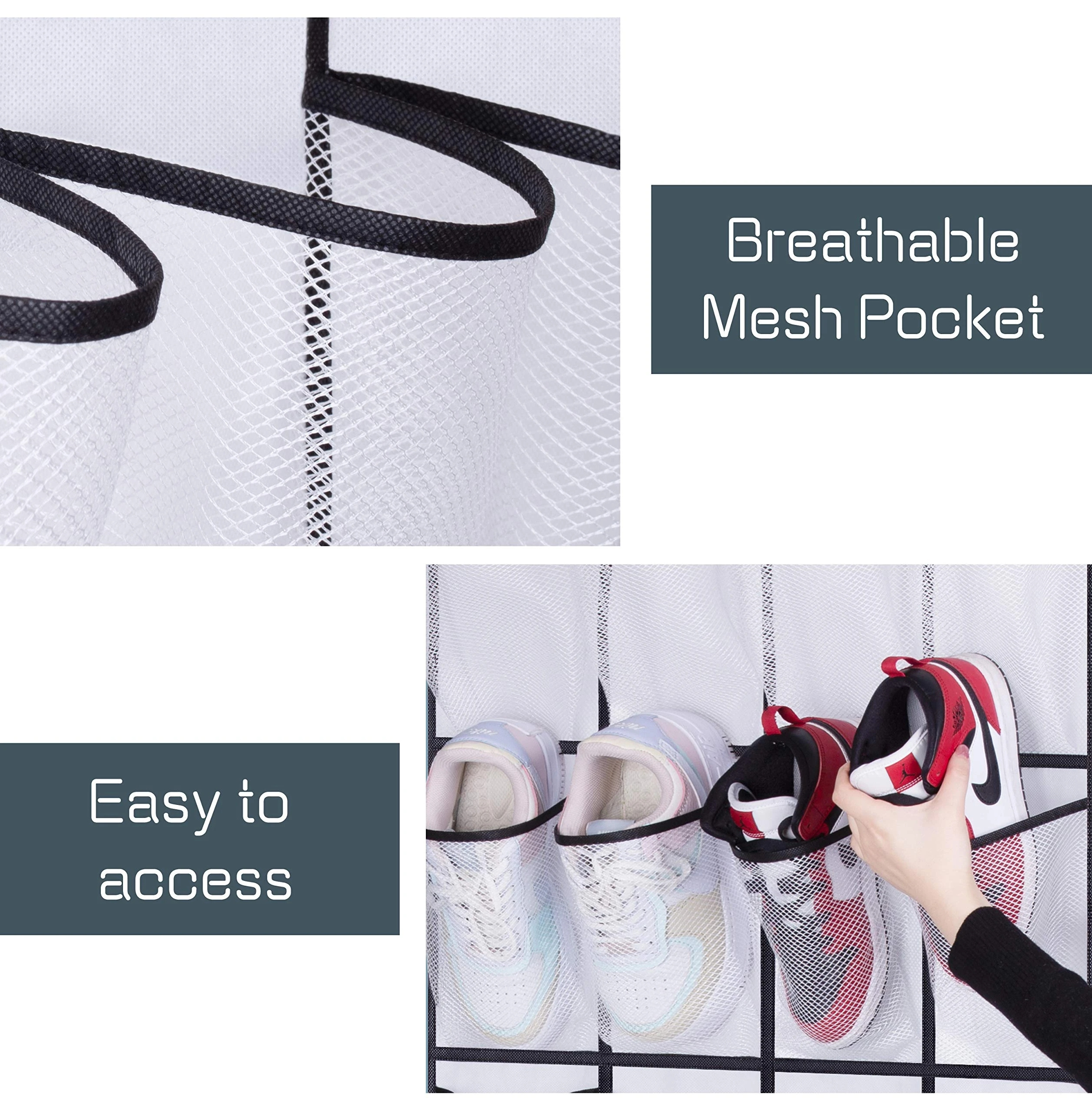 Non-Woven Mesh Pockets Wall Hanging Shoe Organizer Over The Door Fabric Closet Sundries Shoe Storage Bag Rack