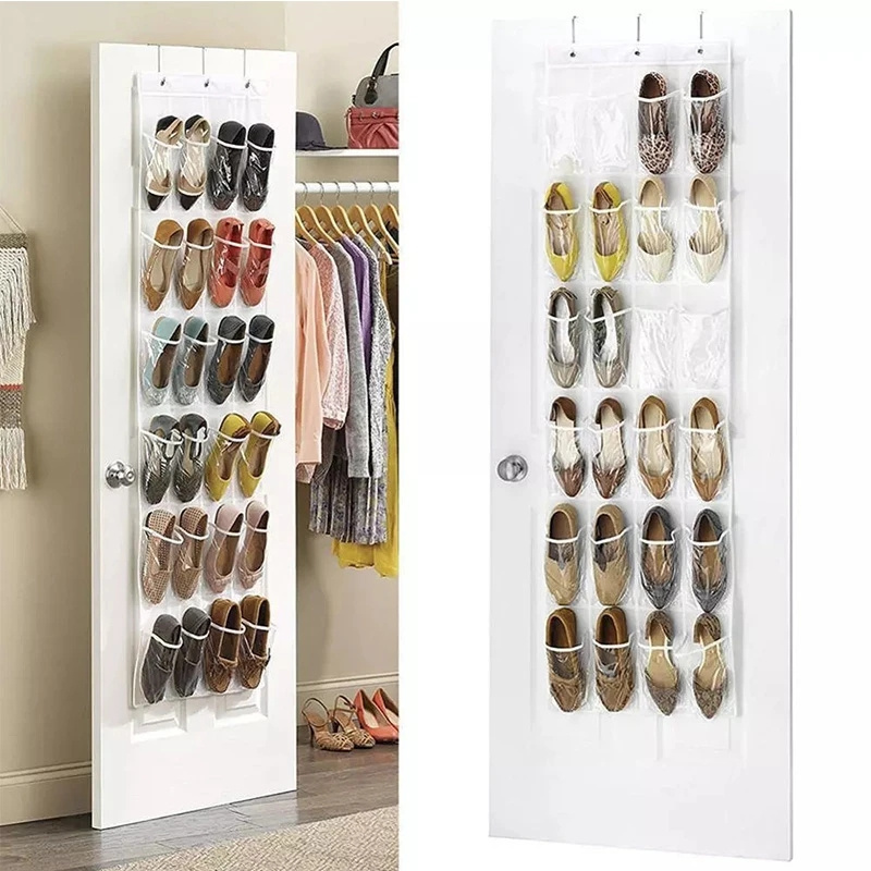 Non-Woven Mesh Pockets Wall Hanging Shoe Organizer Over The Door Fabric Closet Sundries Shoe Storage Bag Rack