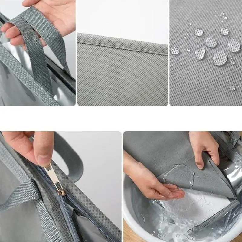 Transparent Dust-Proof Storage Bag Organizer Non-Woven Clothes Storage Boxes Hanging Moisture-Proof Handbag Cover with Zipper