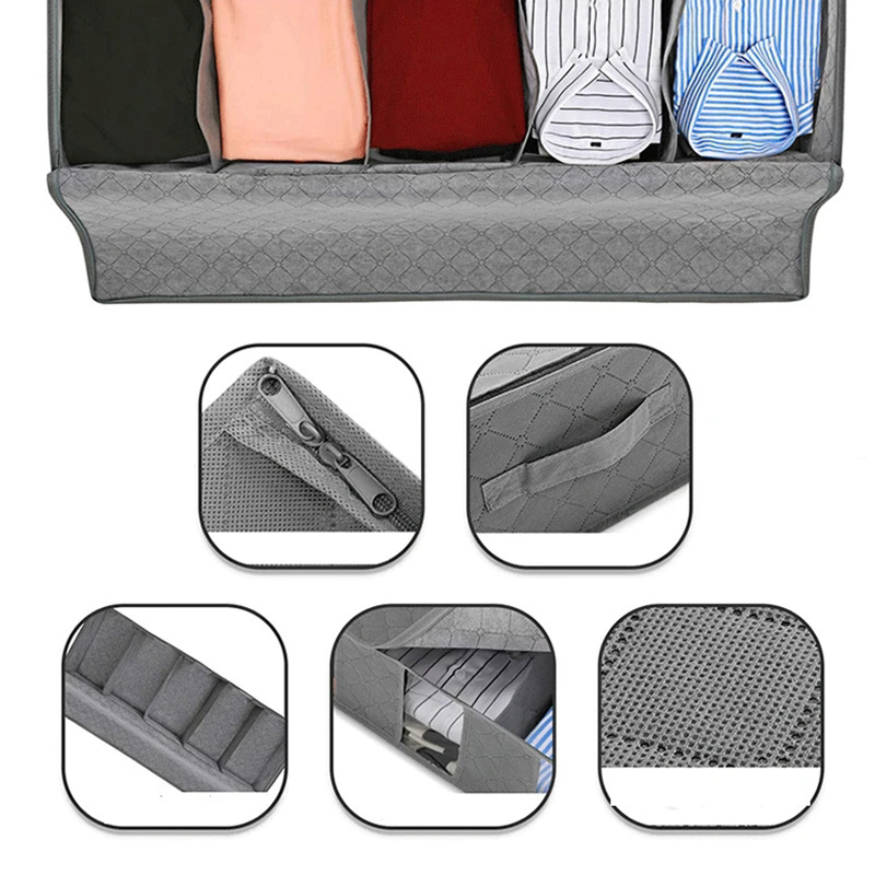 Under-bed Storage Bag Long Wardrobe Clothes Dustproof Moisture-proof Bag Organizer Folding Compartmentalised Storage Bag Box