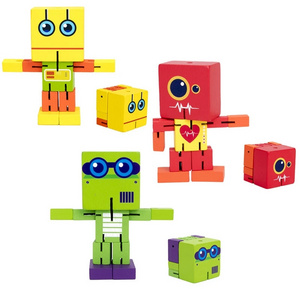 Wooden Deformation Robot Expression Building Block Magic Cube Adult Anti Stress Decompression Toy Children Puzzle Education Toys