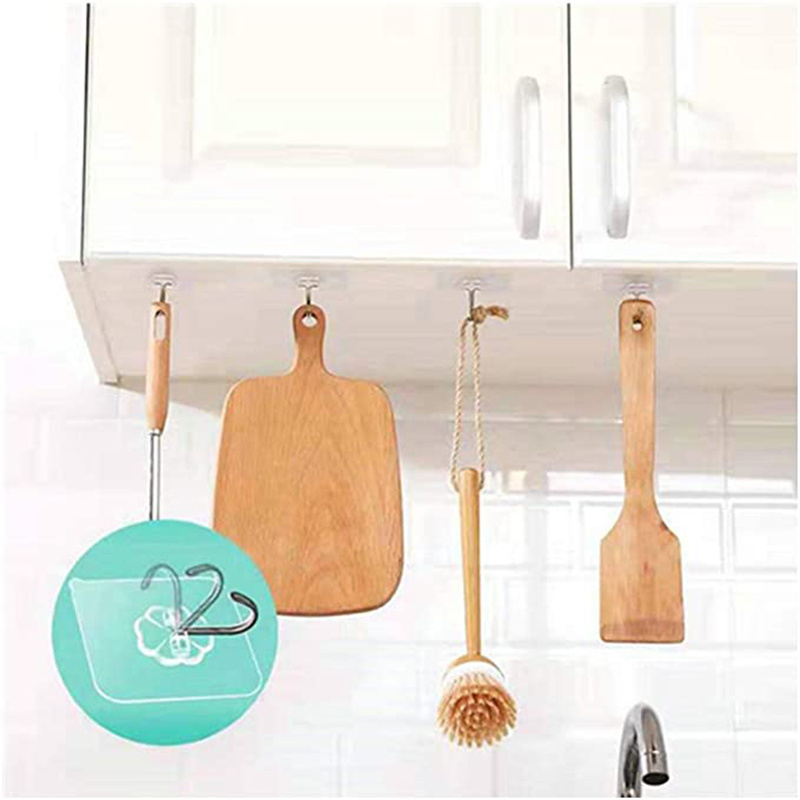 Wall Hooks Transparent Seamless Oil Glue Hooks Waterproof and Oilproof Heavy Duty Self Adhesive Hooks for Kitchens Bathroom