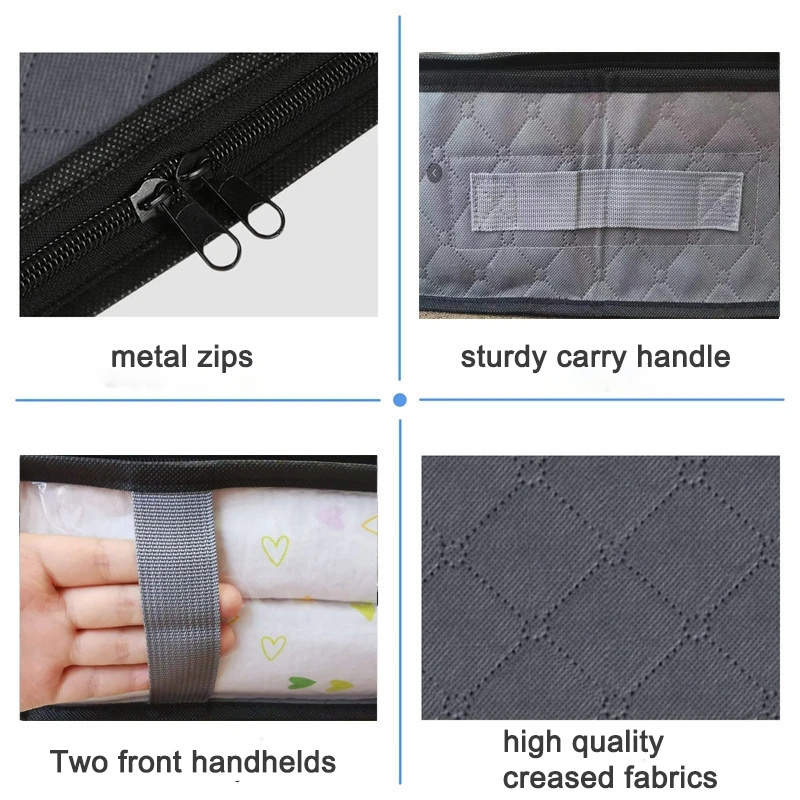 Non-Woven Fabric Blanket Organizer Quilt Storage Bag Blanket Foldable Clothing With Zipper Duvet Storage Cover Under Bed Storage