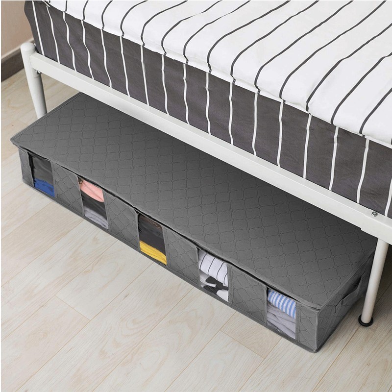 Under-bed Storage Bag Long Wardrobe Clothes Dustproof Moisture-proof Bag Organizer Folding Compartmentalised Storage Bag Box