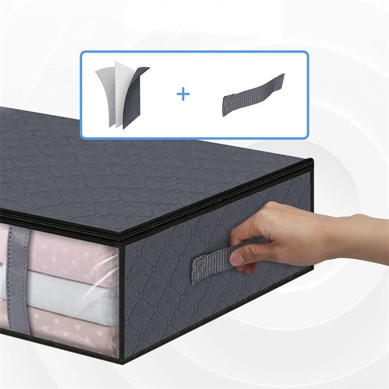 Non-Woven Fabric Blanket Organizer Quilt Storage Bag Blanket Foldable Clothing With Zipper Duvet Storage Cover Under Bed Storage