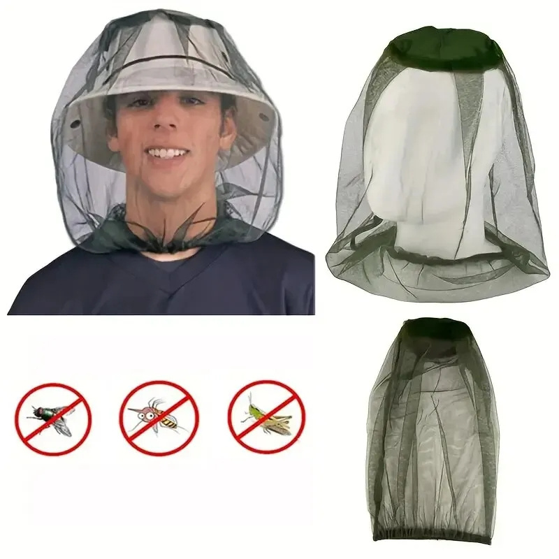 Outdoor Fishing Cap Anti Mosquito Insect Garden Beekeeping Hat Camping Bug Mesh Head Net Face Protector Hats Fishing Cap Nets