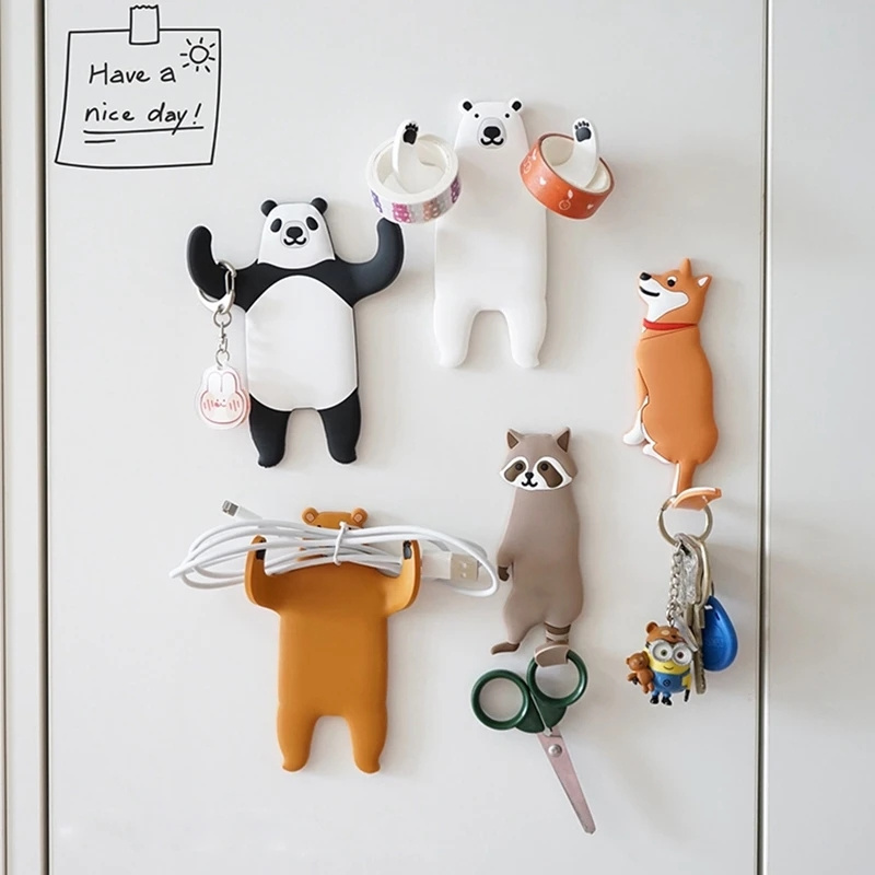 Adhesive Wall Hooks animal Fridge Hooks for Keys Wall Crochet Holder Removable Kitchen Hook Home Decor Washed Holder Hanging