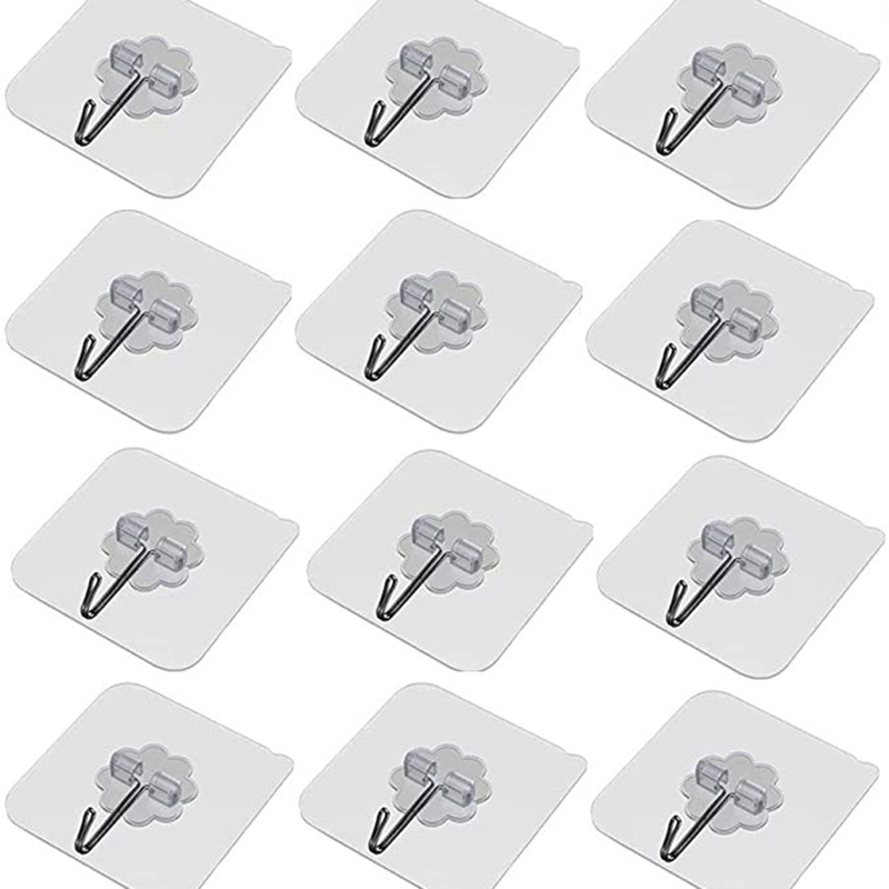 Wall Hooks Transparent Seamless Oil Glue Hooks Waterproof and Oilproof Heavy Duty Self Adhesive Hooks for Kitchens Bathroom