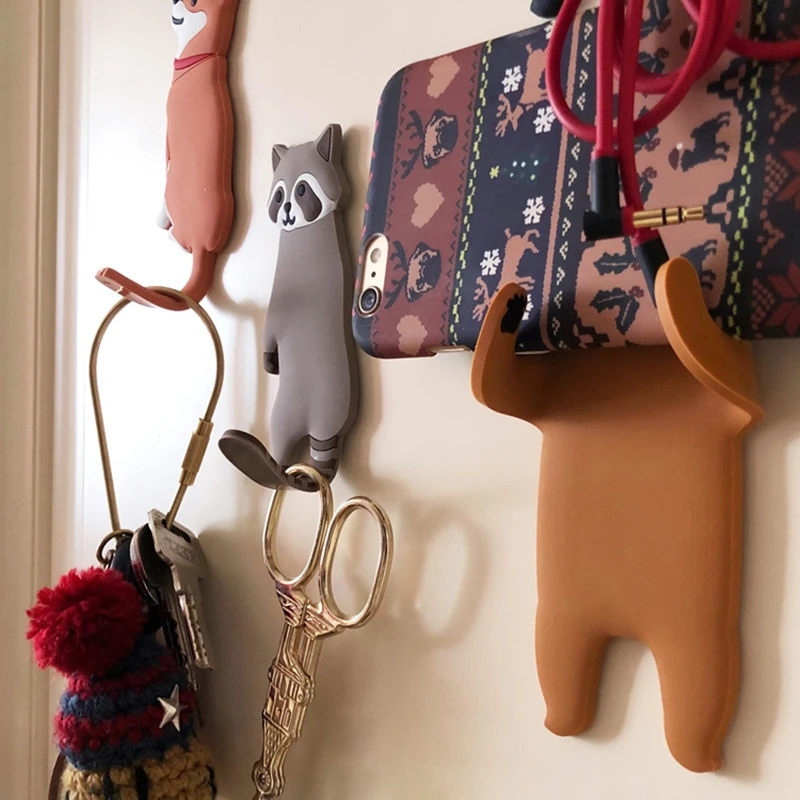 Adhesive Wall Hooks animal Fridge Hooks for Keys Wall Crochet Holder Removable Kitchen Hook Home Decor Washed Holder Hanging