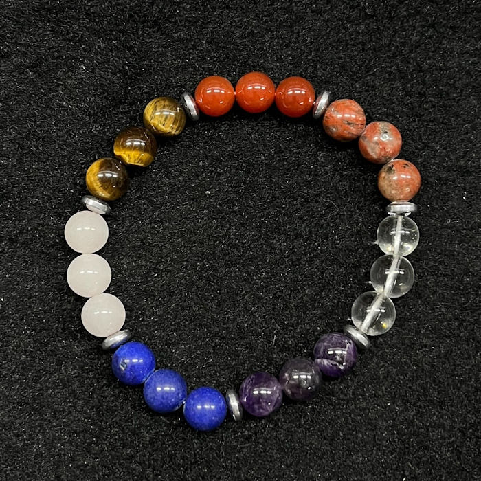 Natural Gemstone Bracelet 7 Chakra With Brass Bead Adjustable 8mm Beads Stretch wholesale Bracelet Bracelet Men's Women gifts