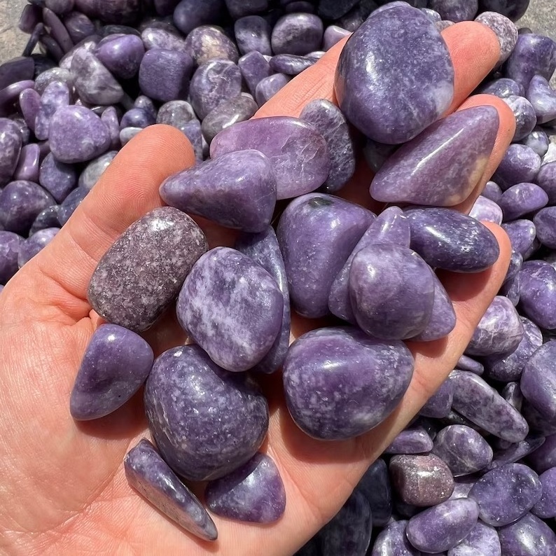 Top Quality Lepidolite Tumbled Stone Polished Natural Gemstone Tumbled Wholesale Lot loose Gem Healing Chakra Crystal Decoration