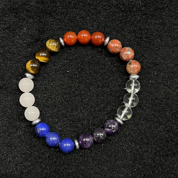 Natural Gemstone Bracelet 7 Chakra With Brass Bead Adjustable 8mm Beads Stretch wholesale Bracelet Bracelet Men's Women gifts