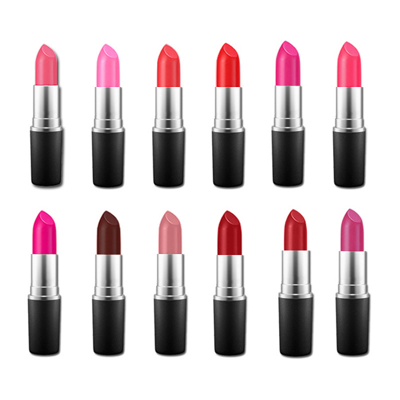 12 colors beauty lip makeup bullet shape sexy rose red pink no logo lipstick lip stick matte