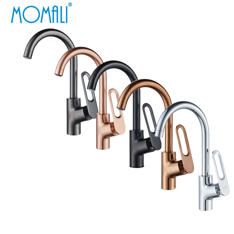 Momali hot sale factory silver metal gun matte black brushed rose gold brass kitchen faucet for home sink not shower faucet