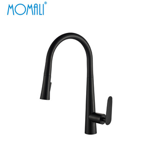 Momali Sanitary Hot sale brief european kitchen  sink brass rotate flexible extension hose pull out pull down kitchen faucet