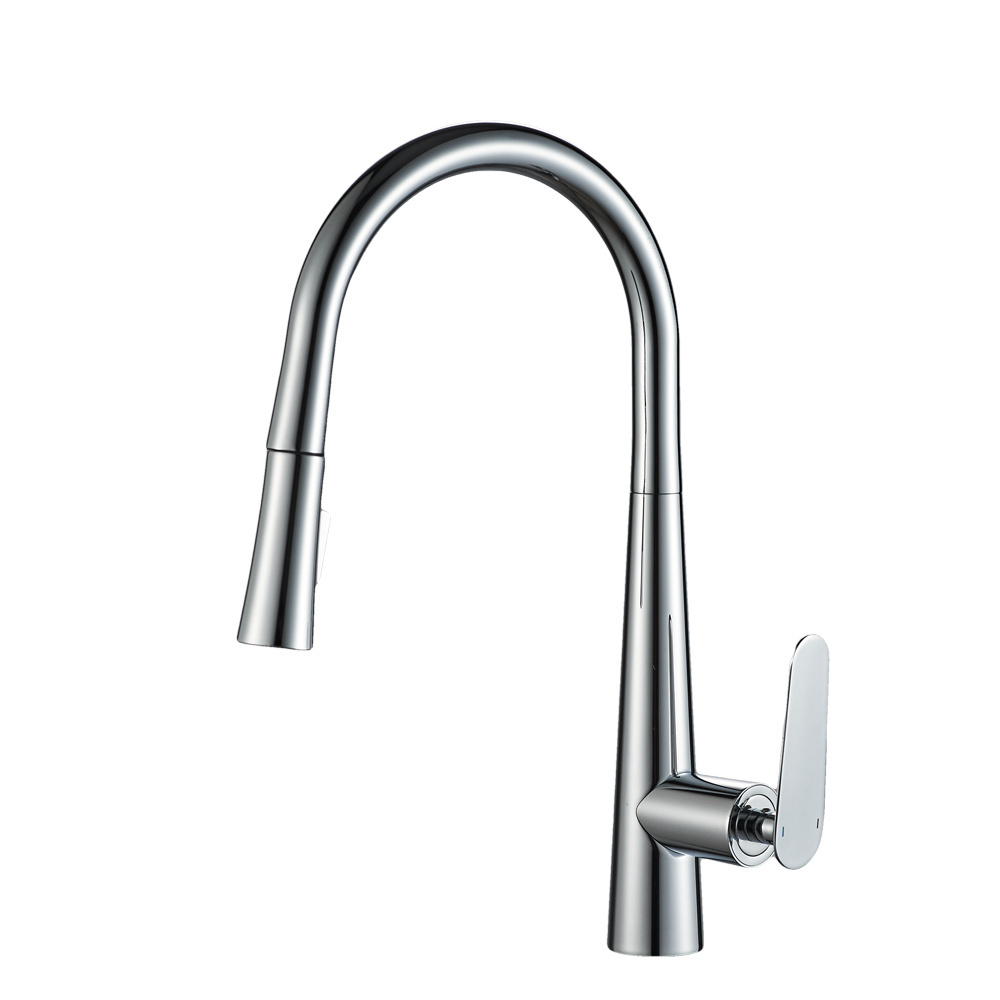 Momali Sanitary Hot sale brief european kitchen  sink brass rotate flexible extension hose pull out pull down kitchen faucet