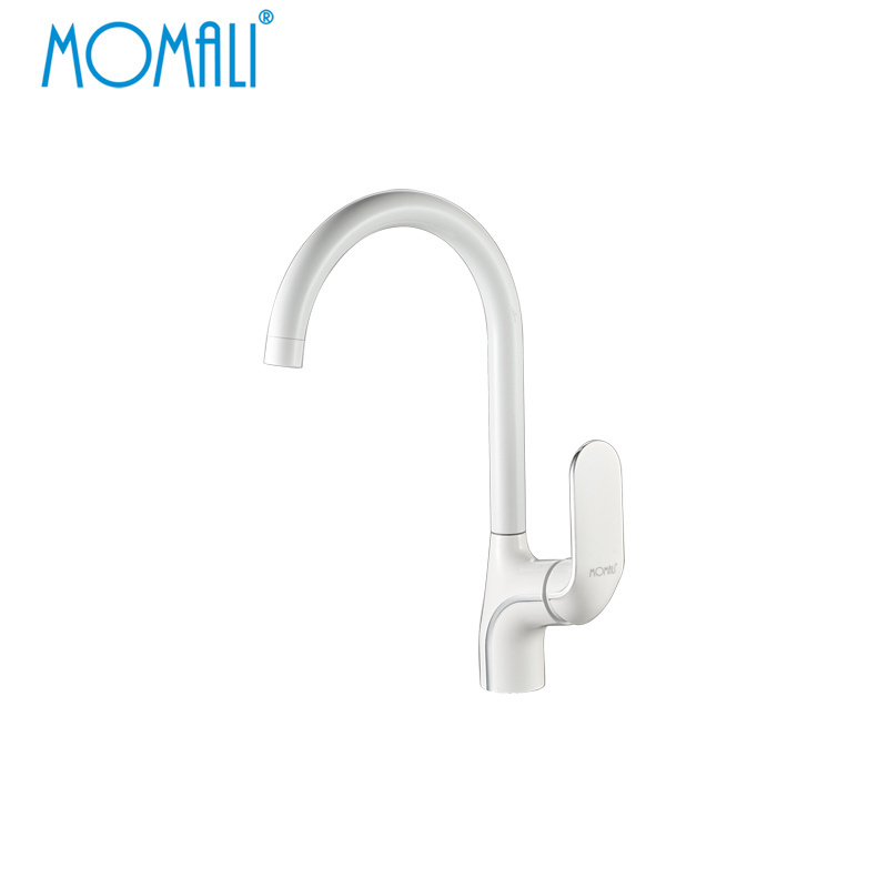 Momali Sanitary European economic modern matte black white swivel copper faucet kitchen sink water tap OEM brass kitchen faucet