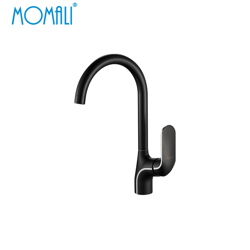 Momali Sanitary European economic modern matte black white swivel copper faucet kitchen sink water tap OEM brass kitchen faucet