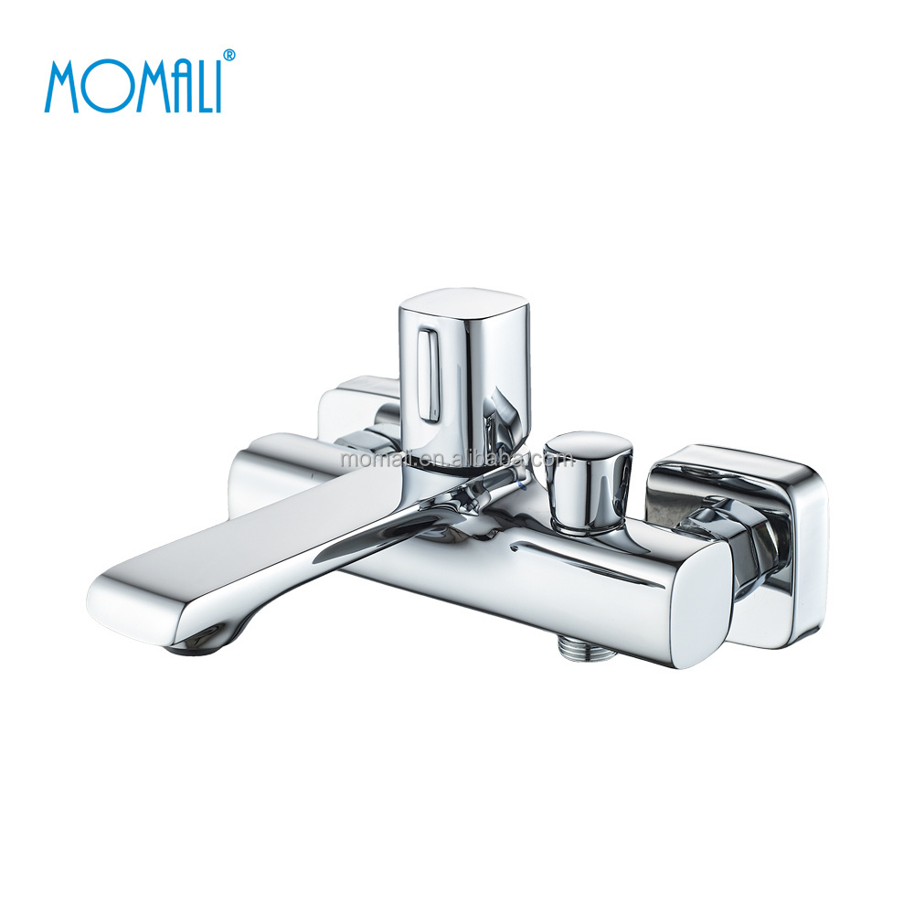 Momali Europe square brass water tap gold chrome matte black shower faucets, wall mounted bathtub faucet with diverter