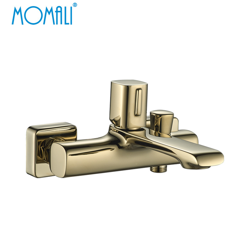 Momali Europe square brass water tap gold chrome matte black shower faucets, wall mounted bathtub faucet with diverter