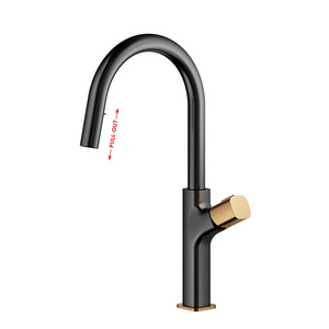 Momali wholesale price matte black gun metal rose gold hidden brass big premium pull down out kitchen sink spray faucet